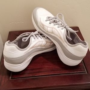 White with Grey trim tennis shoes
